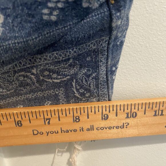 No Boundaries Short Overalls Shortalls Women M Y2k Blue Bandana Print Denim - Picture 10 of 14